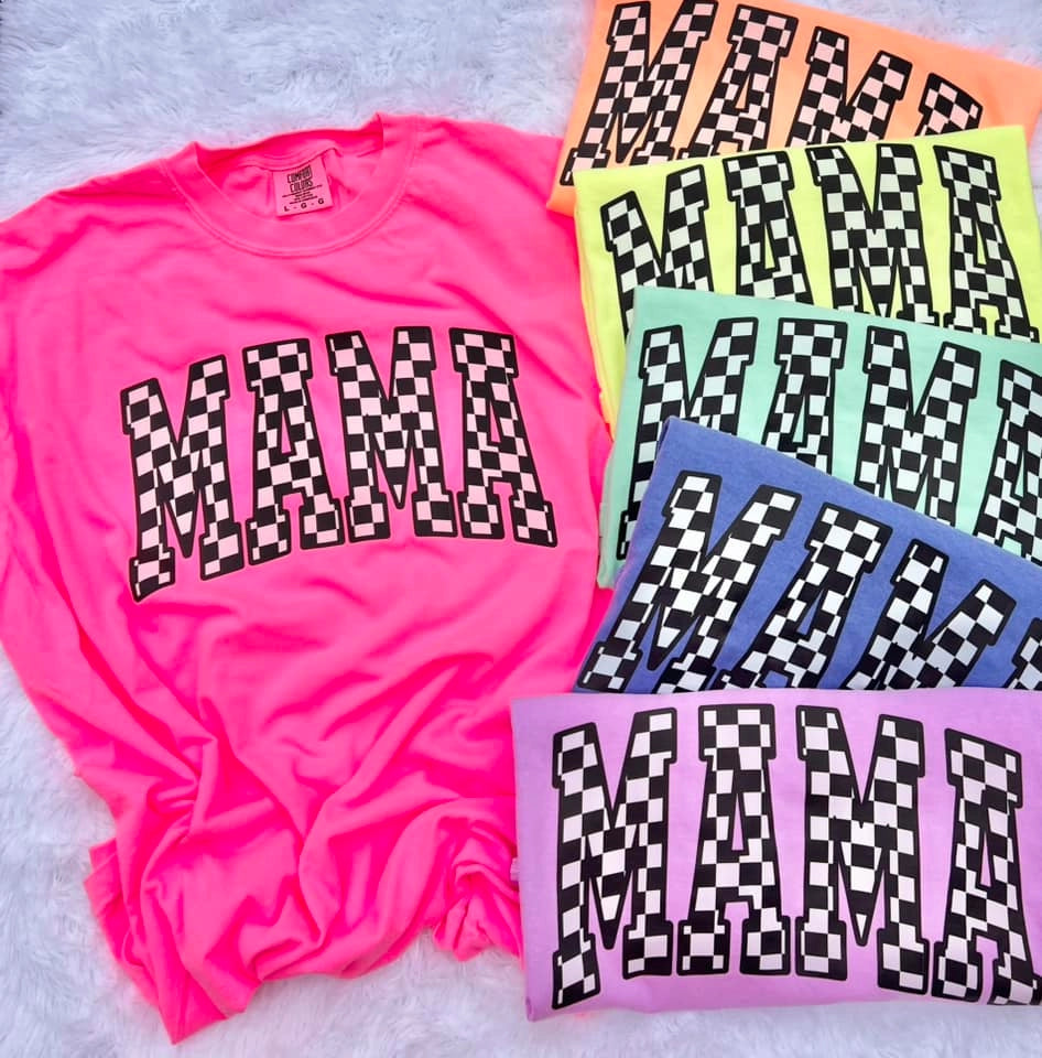 Checkered Neon MAMA tee