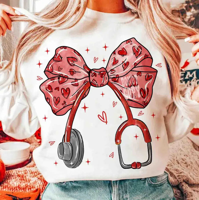 Heart stethoscope crewneck